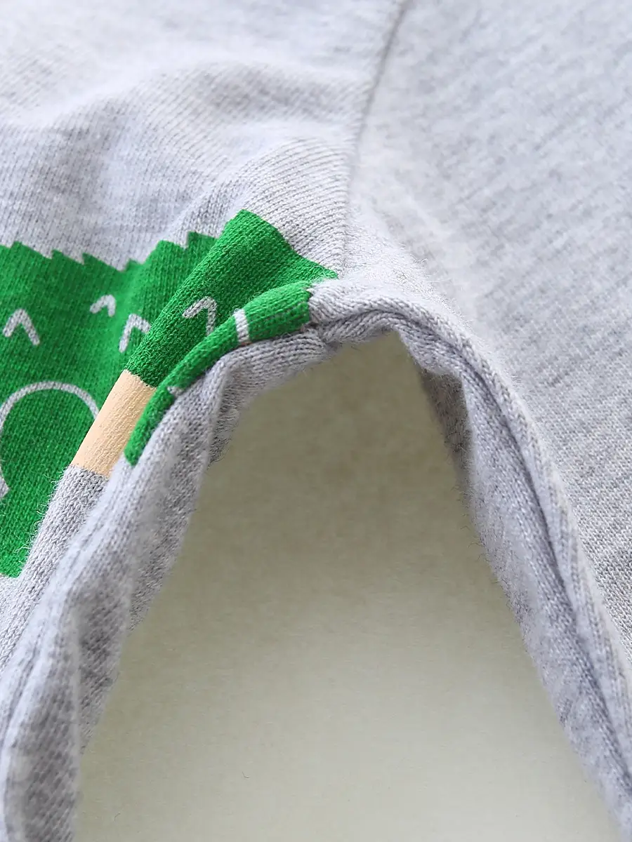 Boy's Long Sleeve Dinosaur Printed T-Shirt Grey Knitted Cotton - Image 6