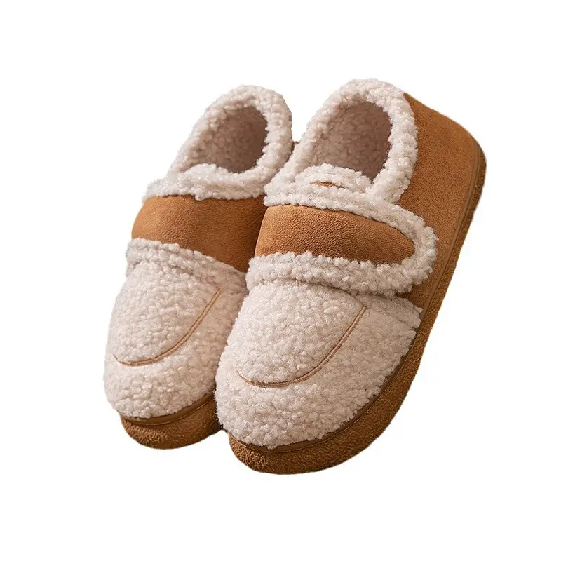 Velcro Bag-heel Cotton Slippers Women's Autumn and Winter Indoor Home Non-slip Warm Moon Shoes for Pregnant Women