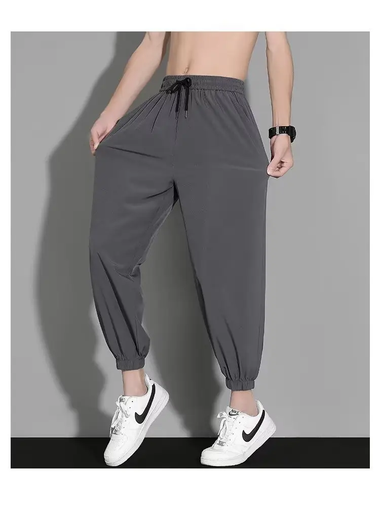 Men Ice Silk Cropped Pants Quick Dry Sports Casual — feature 9