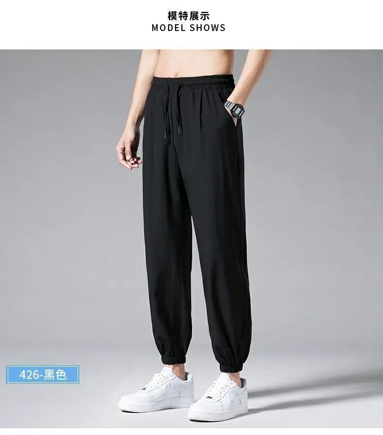 Men Ice Silk Cropped Pants Quick Dry Sports Casual - Image 2