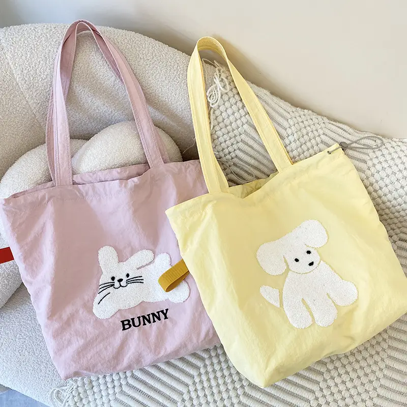 Pink Embroidered Drawstring Shoulder Bag for Girls - Image 3