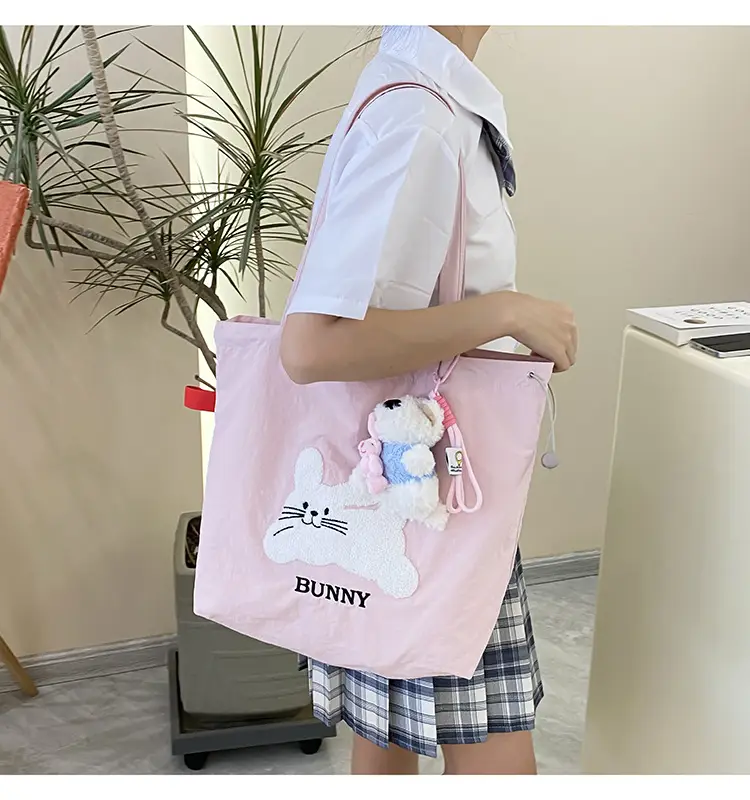 Pink Embroidered Drawstring Shoulder Bag for Girls — feature 13