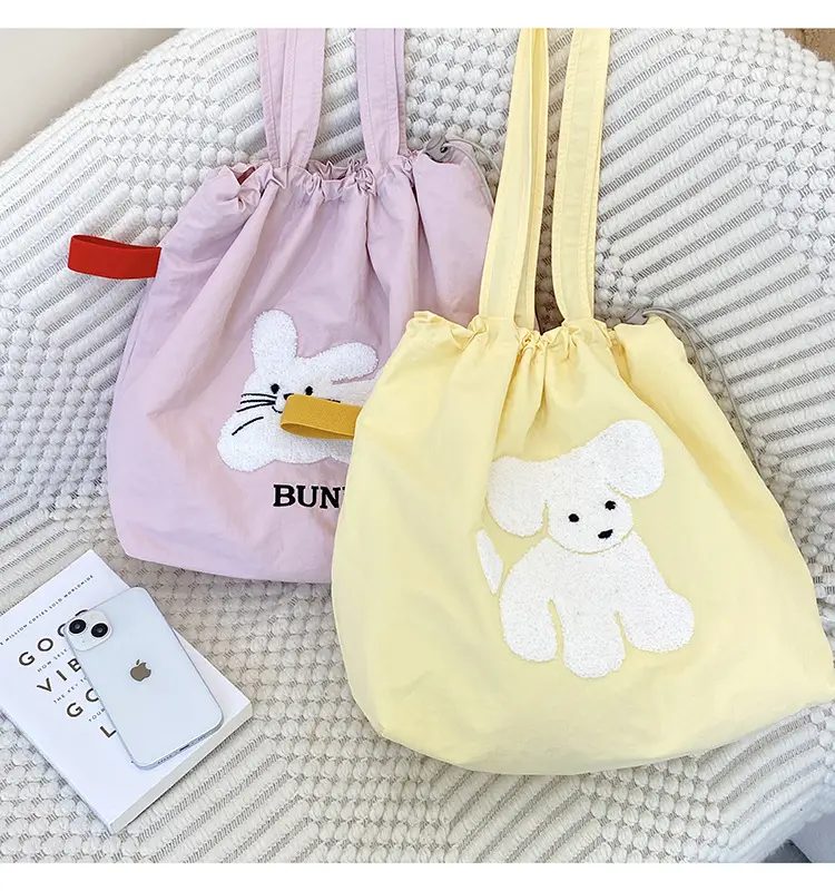 Pink Embroidered Drawstring Shoulder Bag for Girls — feature 18