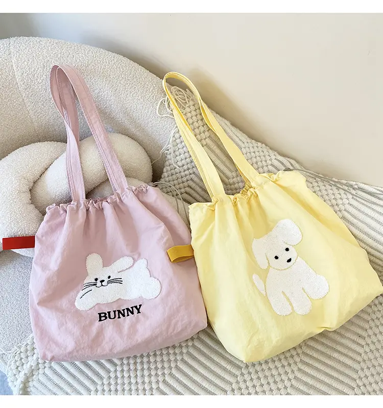 Pink Embroidered Drawstring Shoulder Bag for Girls — feature 2