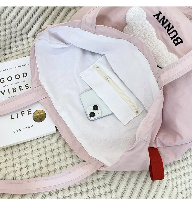 Pink Embroidered Drawstring Shoulder Bag for Girls — feature 21