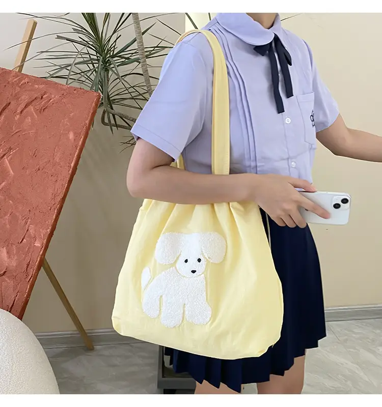 Pink Embroidered Drawstring Shoulder Bag for Girls — feature 5