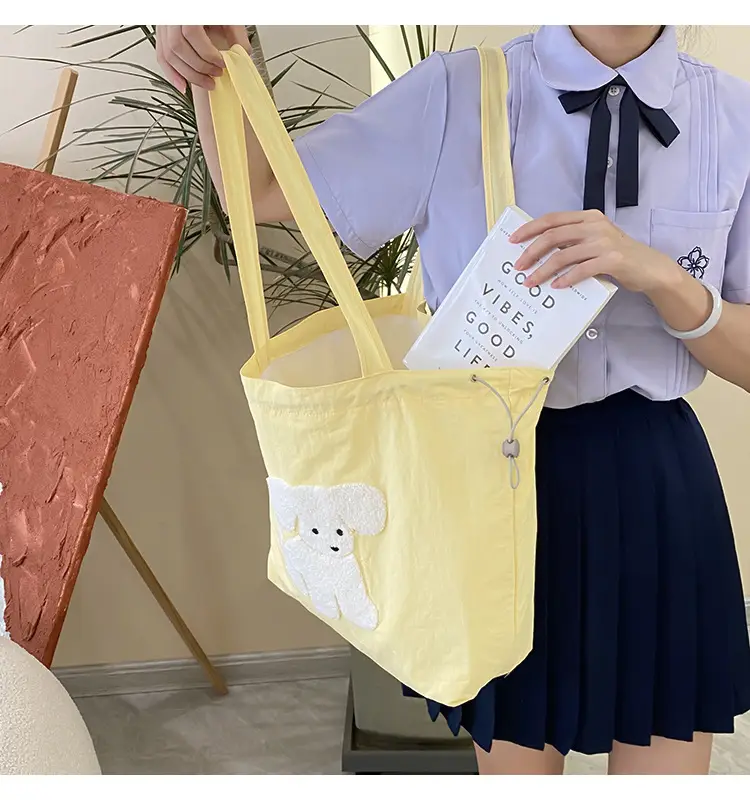Pink Embroidered Drawstring Shoulder Bag for Girls — feature 6