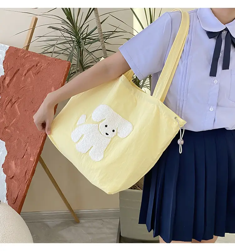 Pink Embroidered Drawstring Shoulder Bag for Girls — feature 7