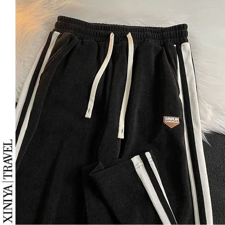 Men's Black American Striped Casual Pants Spring Autumn - Image 18