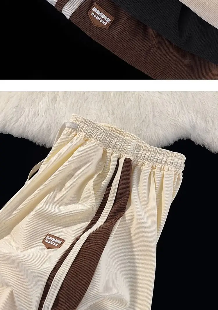 Men's Black American Striped Casual Pants Spring Autumn — feature 10