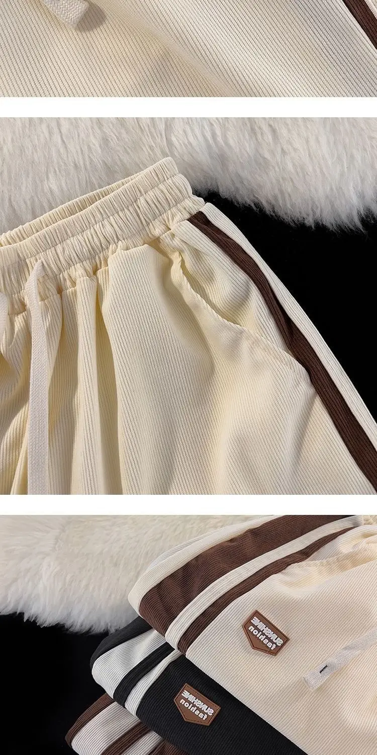 Men's Black American Striped Casual Pants Spring Autumn — feature 11