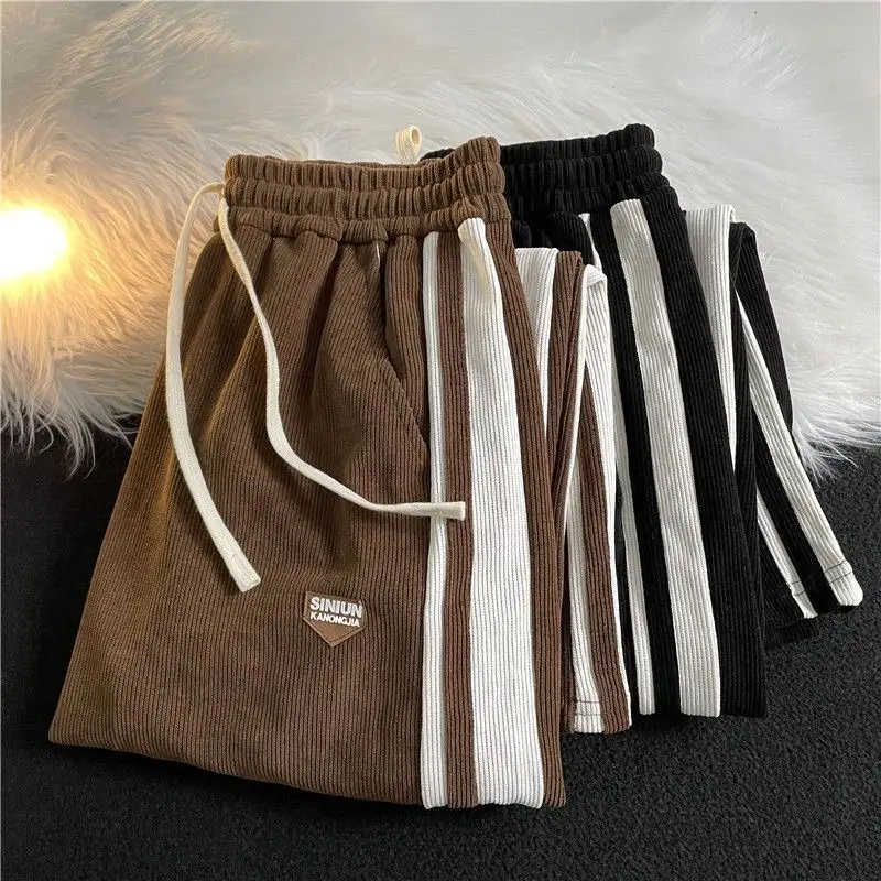 Men's Black American Striped Casual Pants Spring Autumn — feature 2