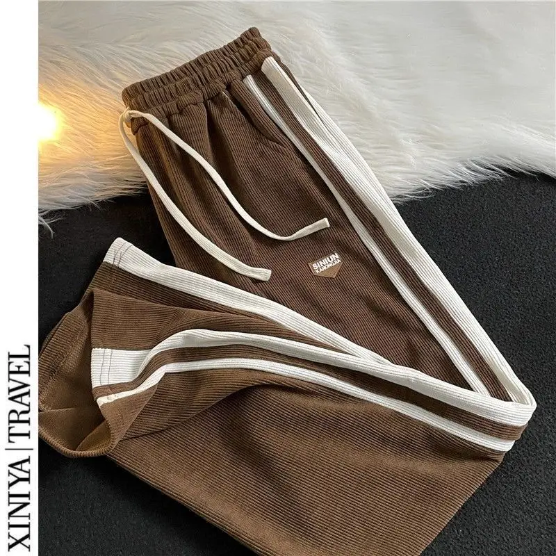 Men's Black American Striped Casual Pants Spring Autumn — feature 4