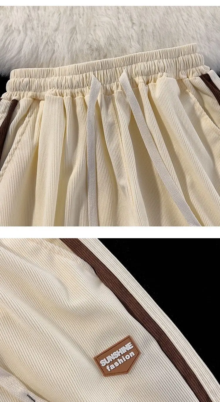 Men's Black American Striped Casual Pants Spring Autumn — feature 9