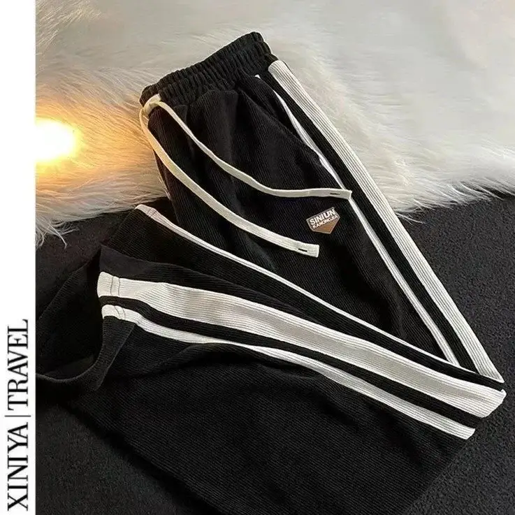 Men's Black American Striped Casual Pants Spring Autumn - Image 2