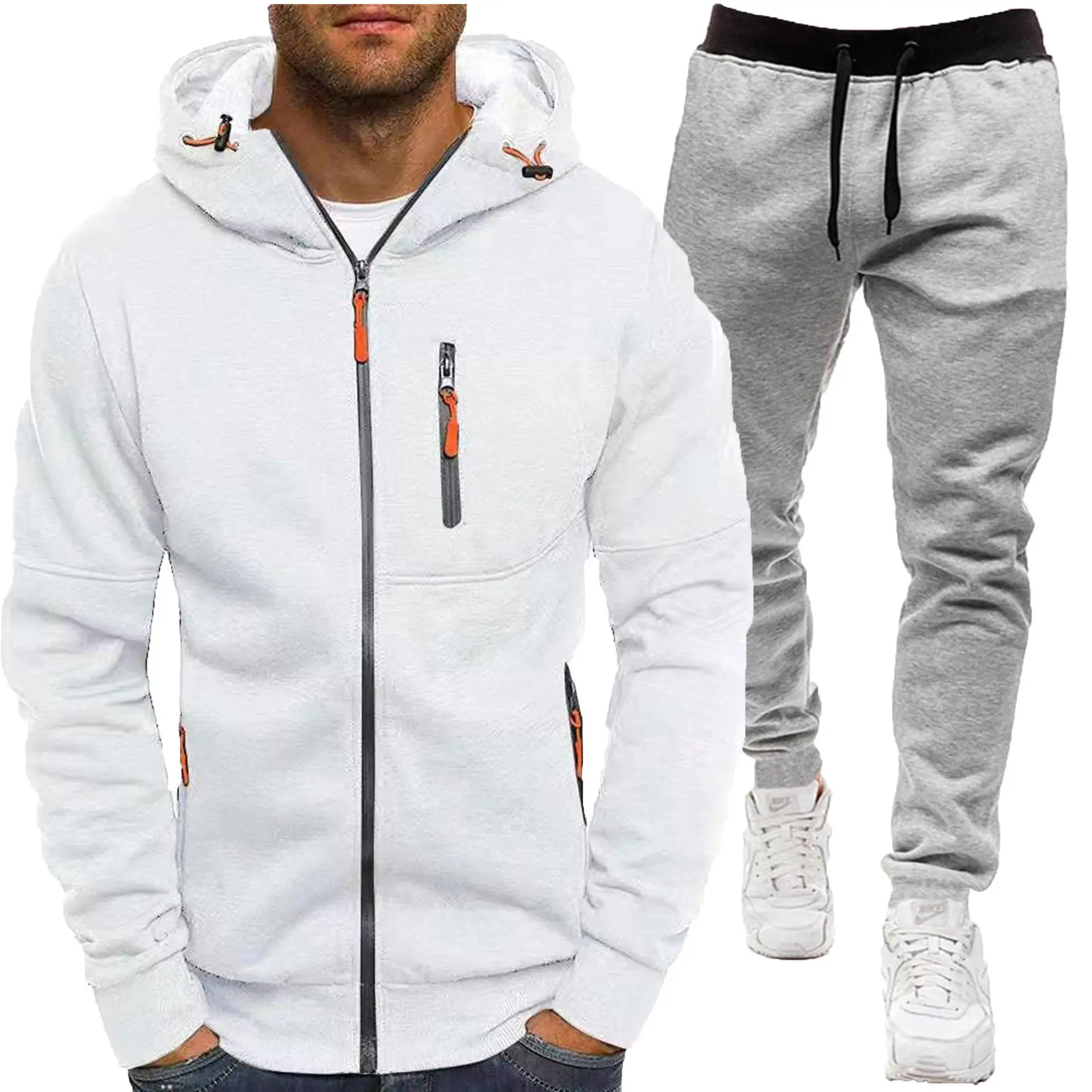Men Hooded Zipper Track Suit Olive Green 2024 - Image 24