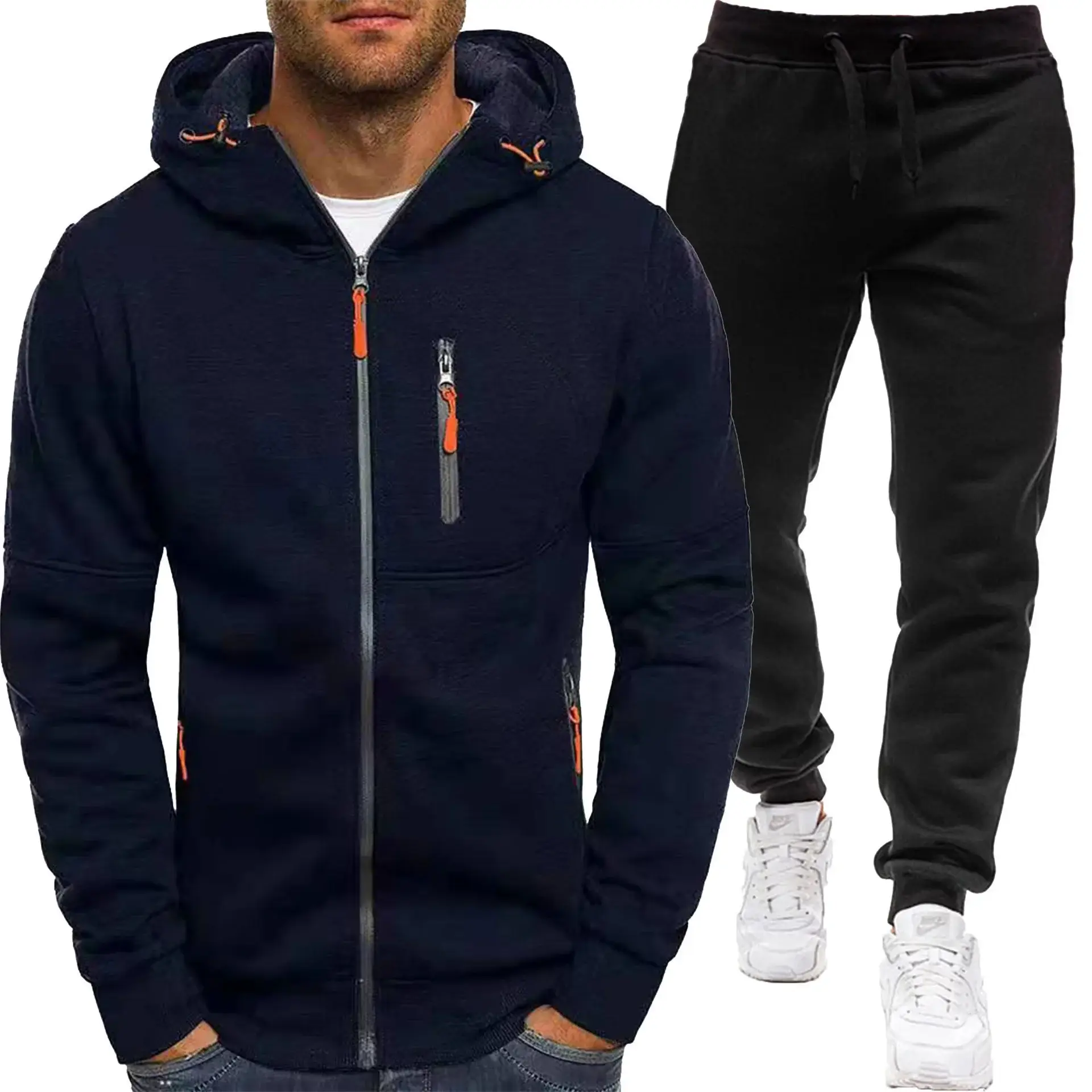 Men Hooded Zipper Track Suit Olive Green 2024 — feature 5