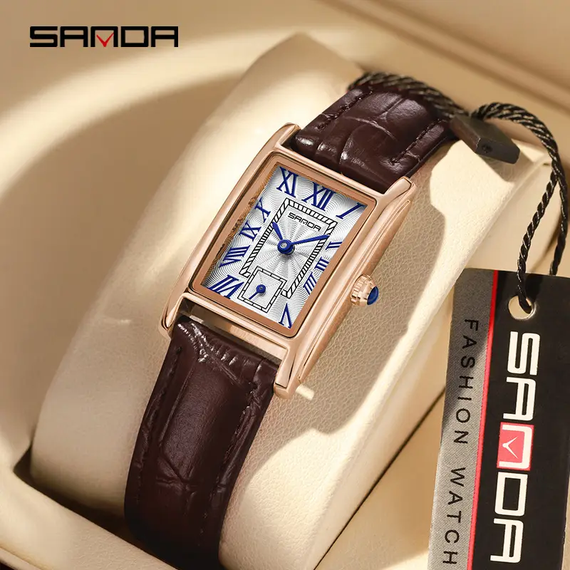 Sanda Square Steel Roman Numeral Quartz Watch - Image 9