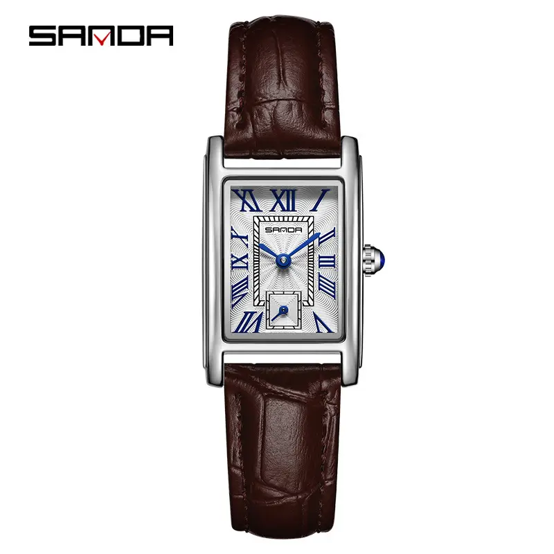 Sanda Square Steel Roman Numeral Quartz Watch - Image 4