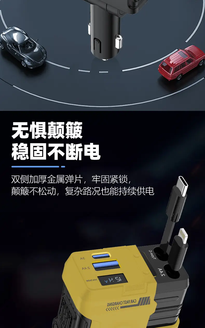 Mecha Car Charger 120W Super Fast Charging Yellow — feature 9