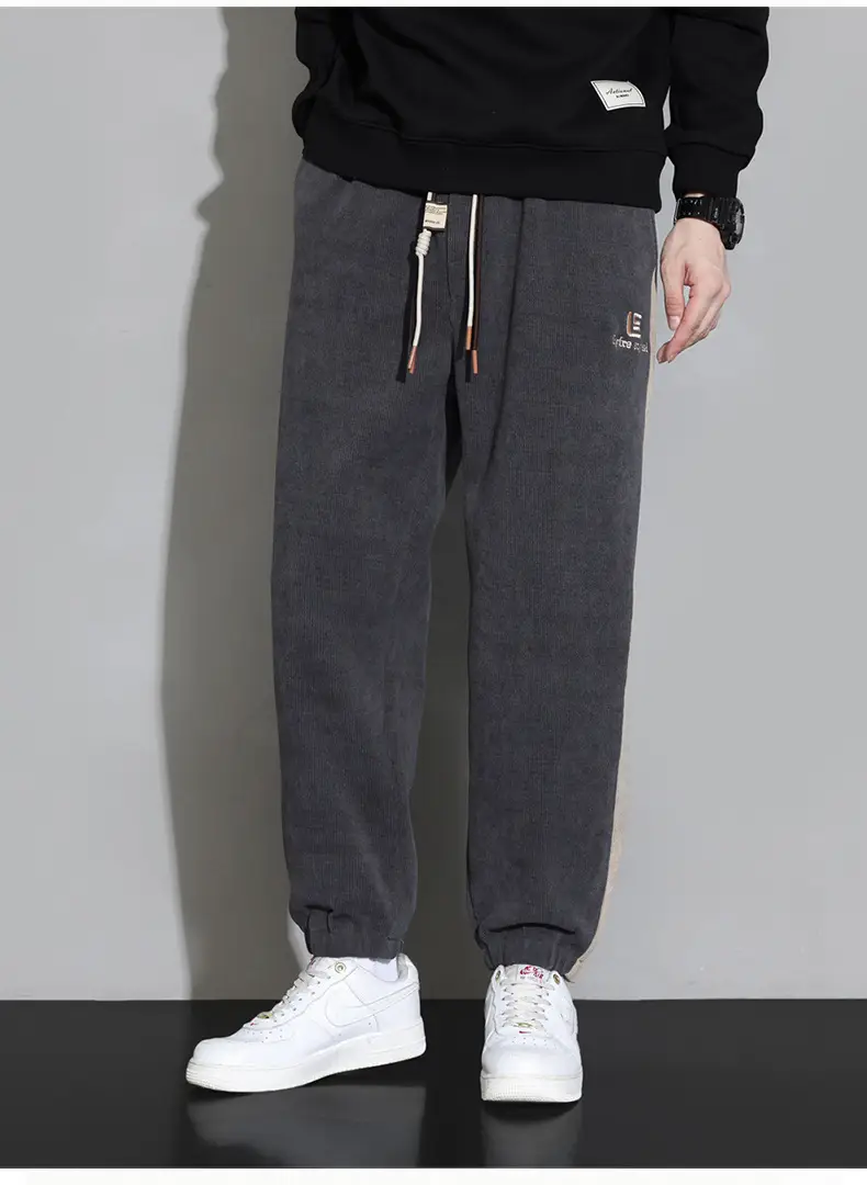 Plus Size Explosions Corduroy Pants Spring Autumn Loose Leg Sports Casual Pants Hong Kong-style All-match Leg Sports Pants — feature 13