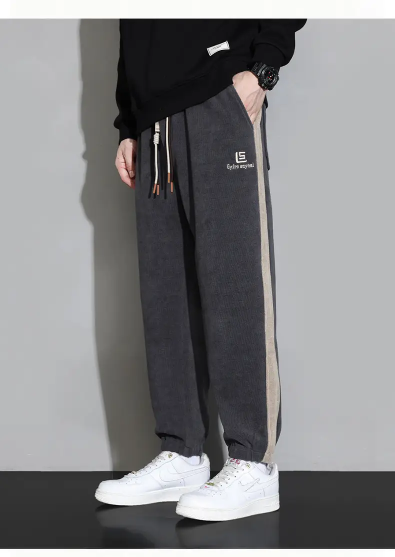 Plus Size Explosions Corduroy Pants Spring Autumn Loose Leg Sports Casual Pants Hong Kong-style All-match Leg Sports Pants — feature 14