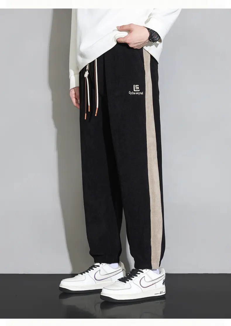 Plus Size Explosions Corduroy Pants Spring Autumn Loose Leg Sports Casual Pants Hong Kong-style All-match Leg Sports Pants — feature 18