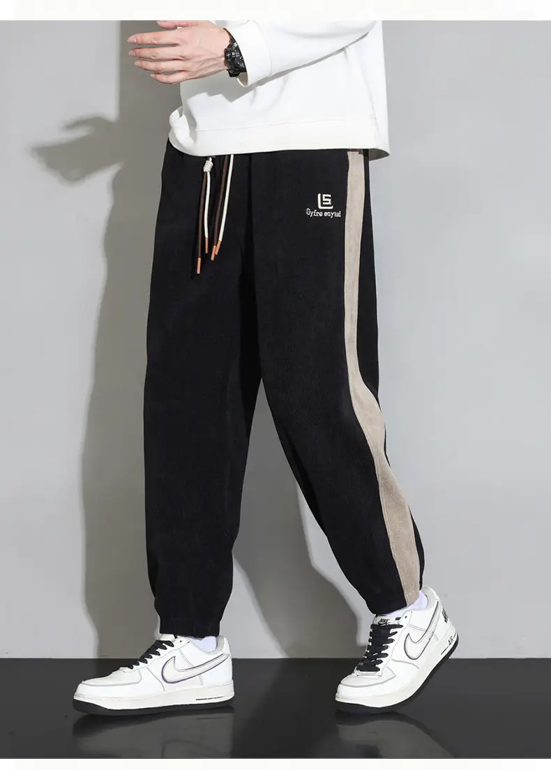 Plus Size Explosions Corduroy Pants Spring Autumn Loose Leg Sports Casual Pants Hong Kong-style All-match Leg Sports Pants — feature 19