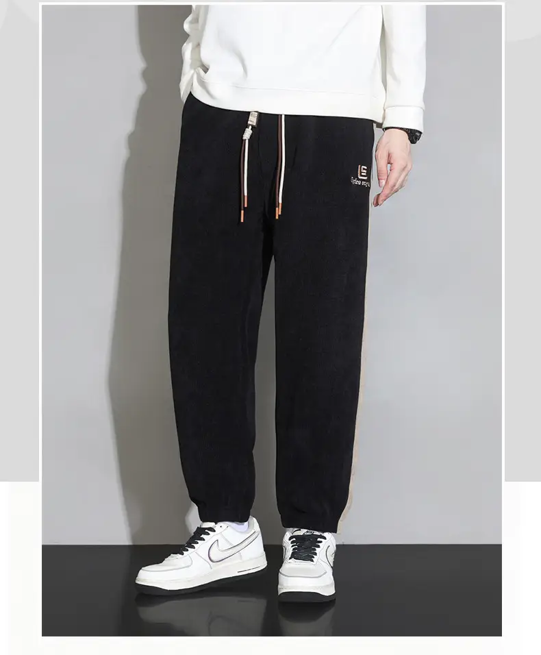 Plus Size Explosions Corduroy Pants Spring Autumn Loose Leg Sports Casual Pants Hong Kong-style All-match Leg Sports Pants — feature 3