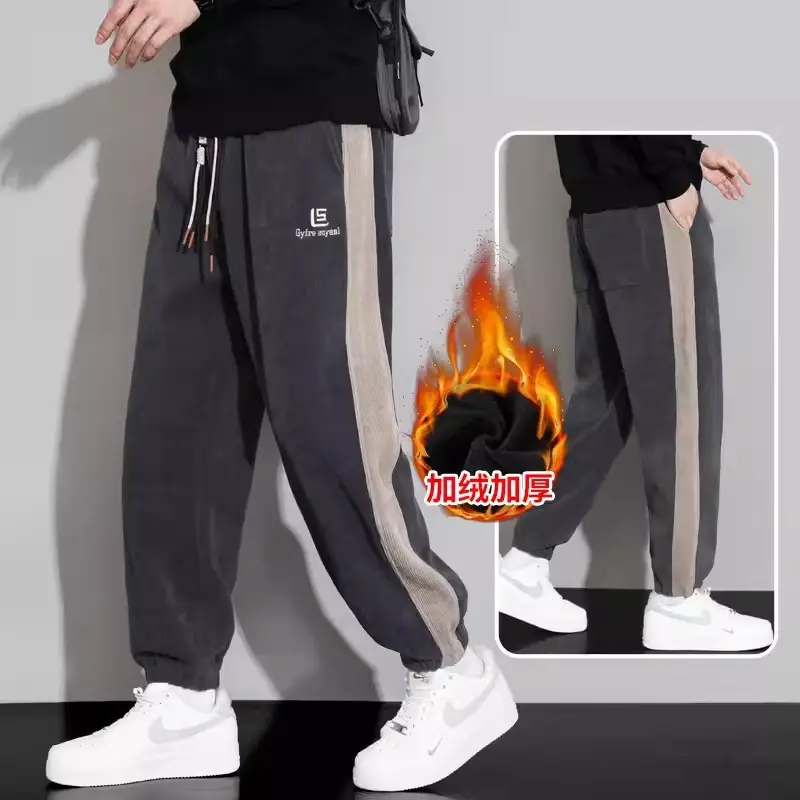 Plus Size Explosions Corduroy Pants Spring Autumn Loose Leg Sports Casual Pants Hong Kong-style All-match Leg Sports Pants - Image 2