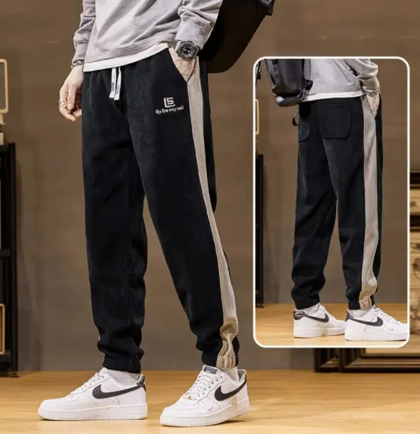 Plus Size Explosions Corduroy Pants Spring Autumn Loose Leg Sports Casual Pants Hong Kong-style All-match Leg Sports Pants - Image 4