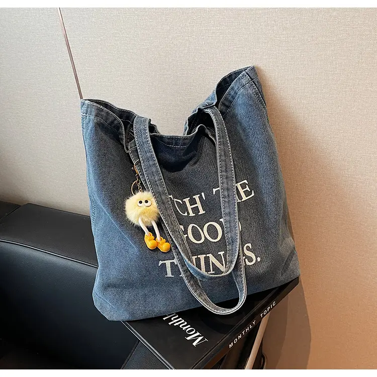 Korean Style Catch The Good Things Denim Tote Bag — feature 16