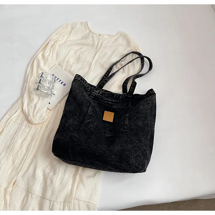 Korean Style Catch The Good Things Denim Tote Bag — feature 17