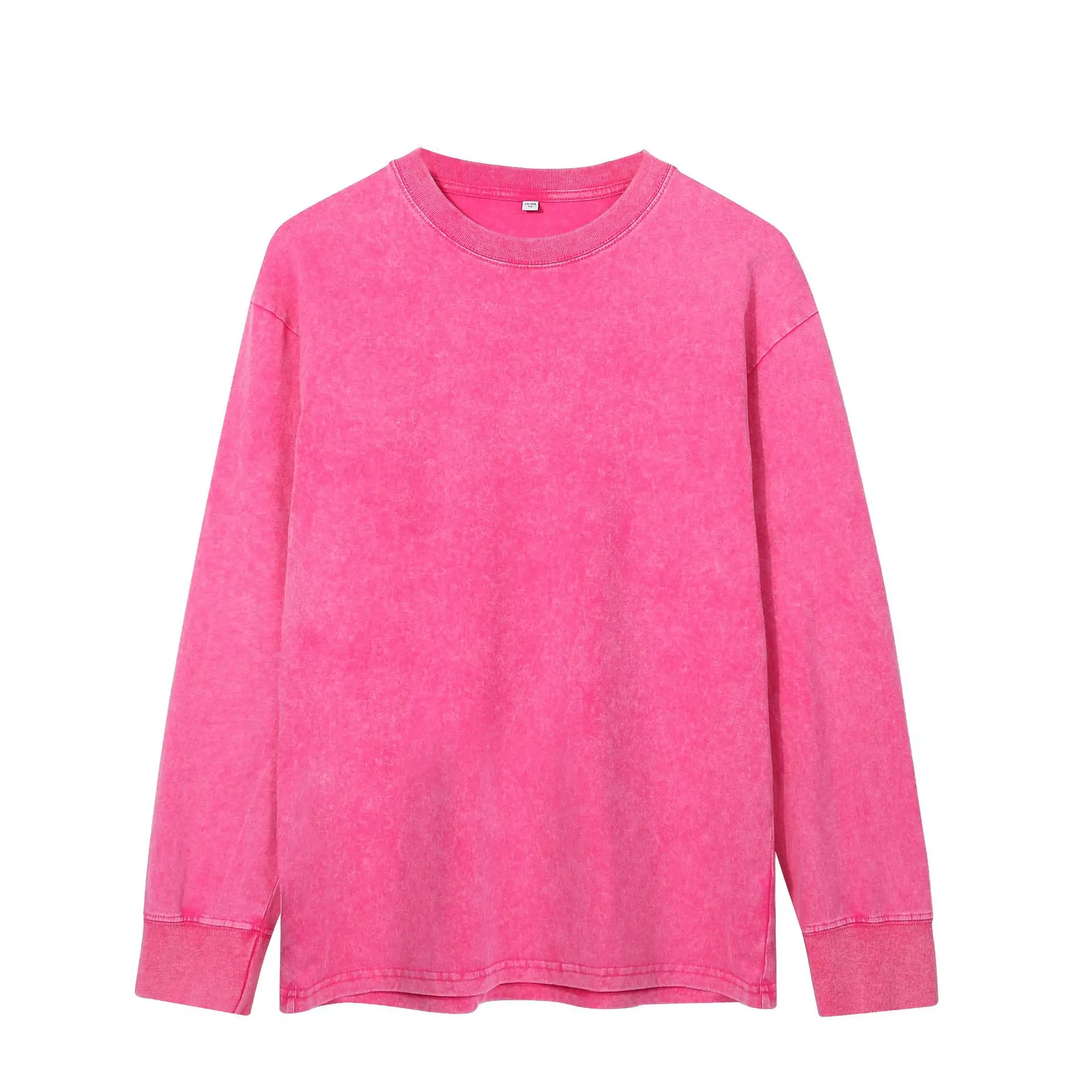 Men Cotton Long Sleeve T-Shirt Grey Pink 230g