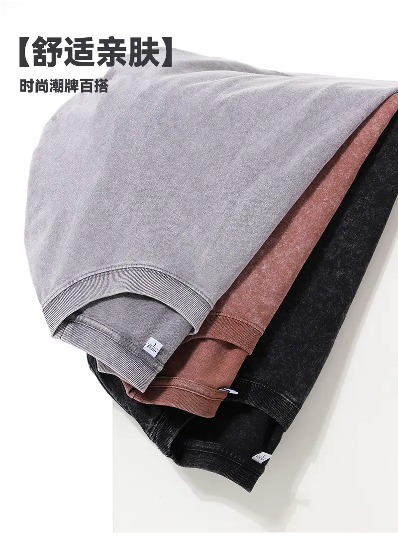 Men Cotton Long Sleeve T-Shirt Grey Pink 230g — feature 6