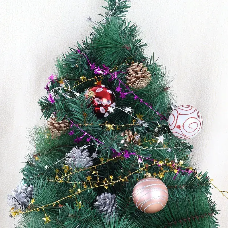 Christmas Tree Decor with Stars, Stars, and Pinecones