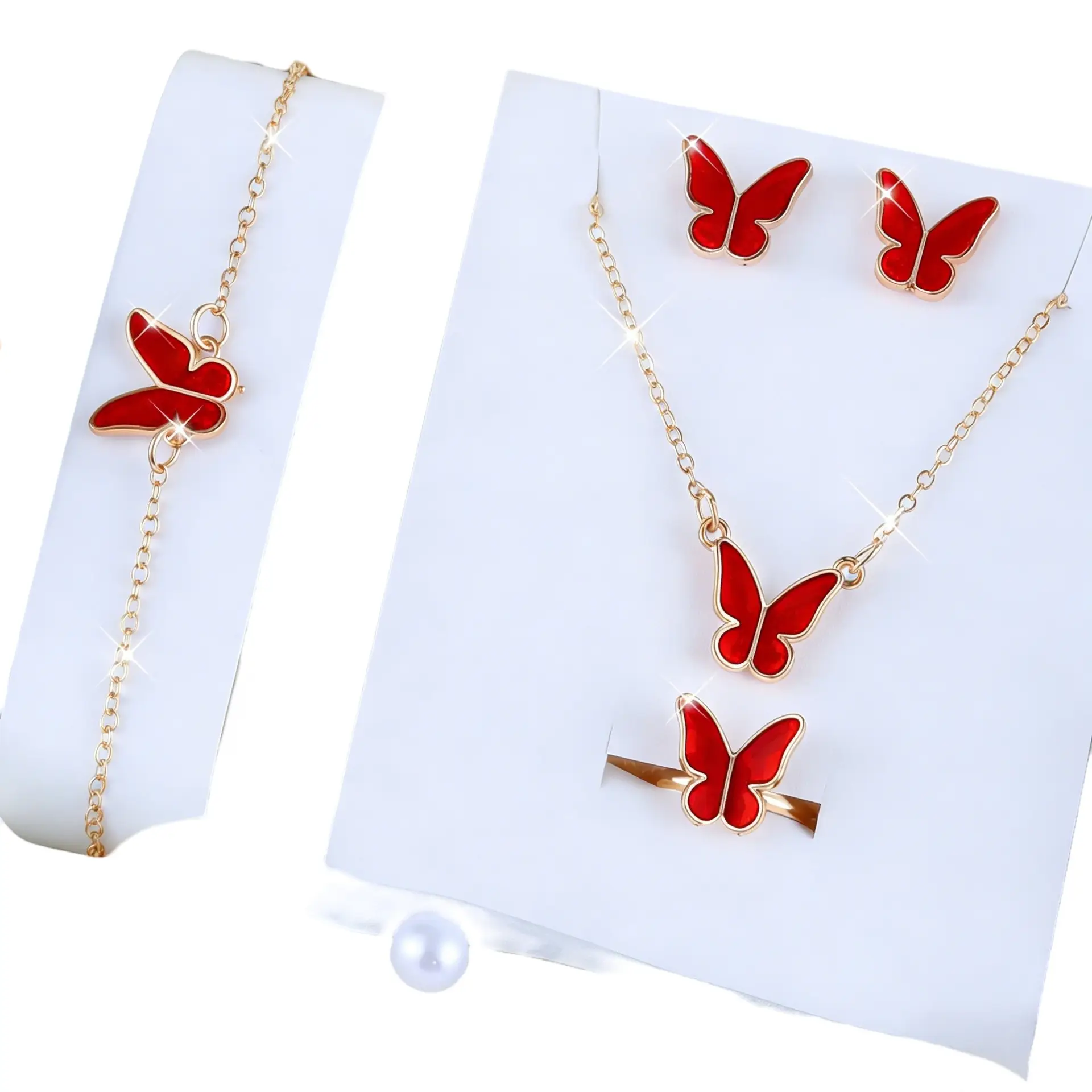 Pink Butterfly Matching Jewelry Set for Women - Image 23
