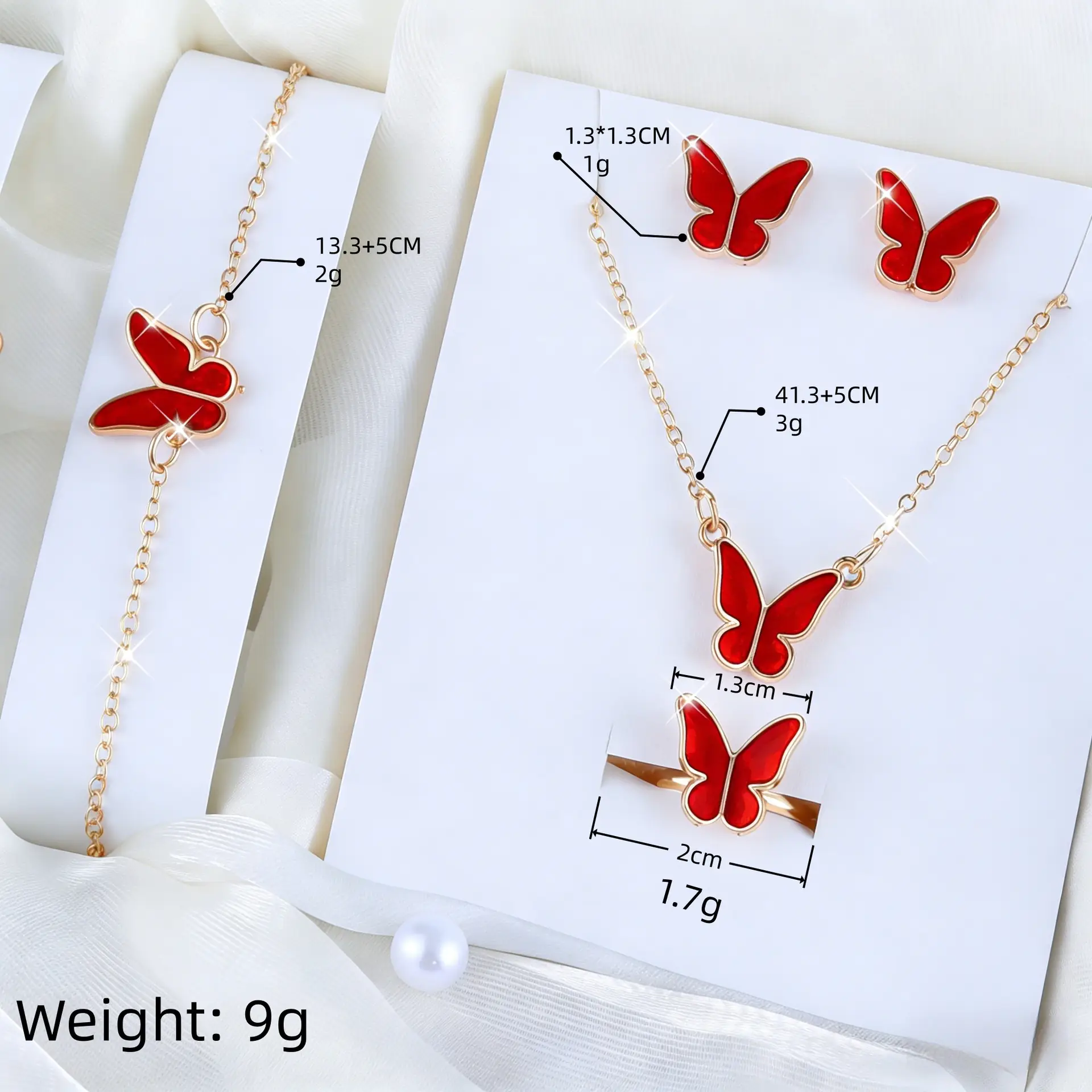 Pink Butterfly Matching Jewelry Set for Women — feature 1