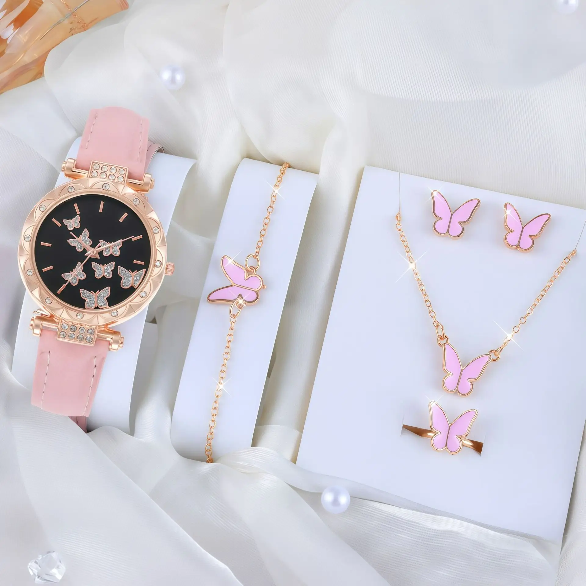Pink Butterfly Matching Jewelry Set for Women — feature 12
