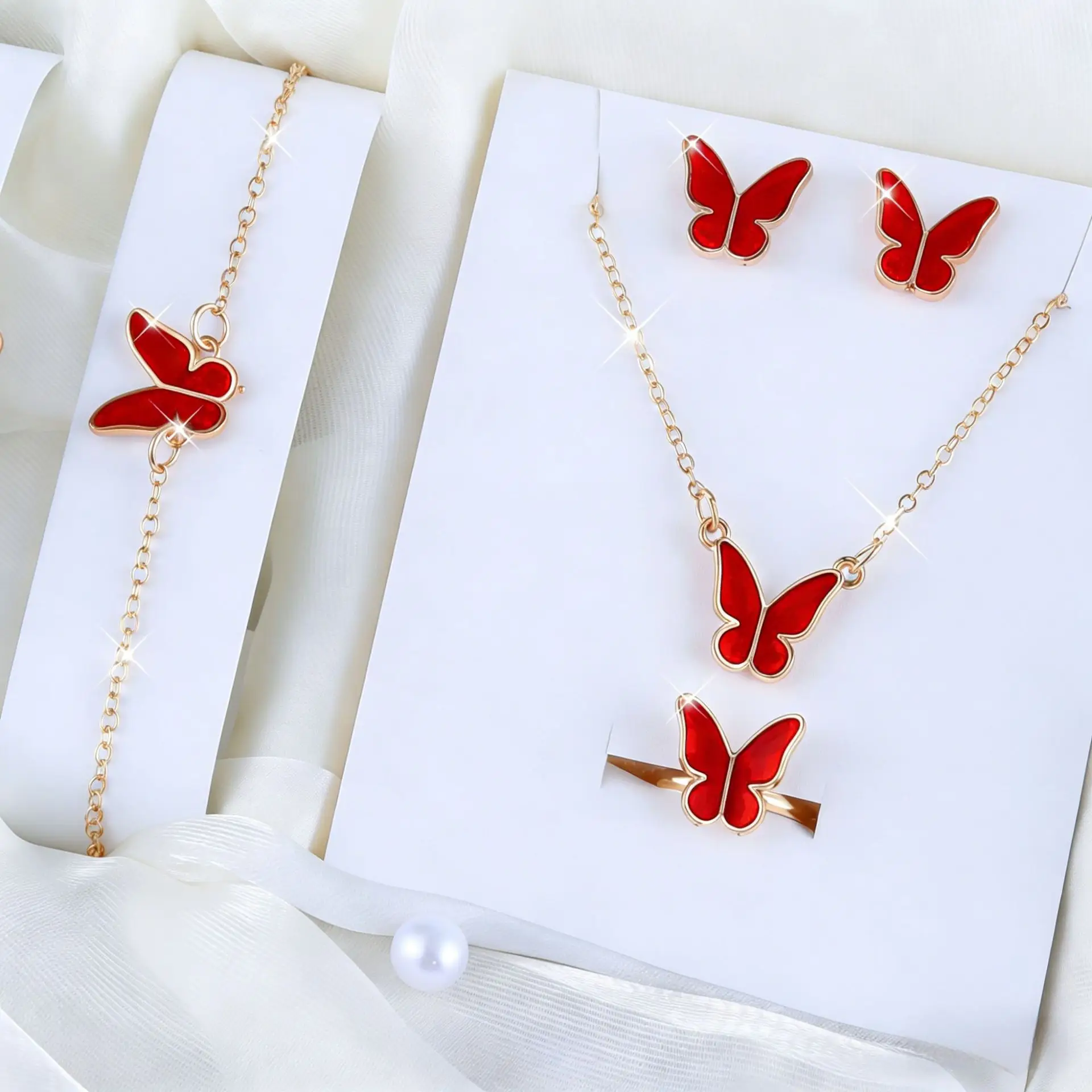 Pink Butterfly Matching Jewelry Set for Women — feature 16