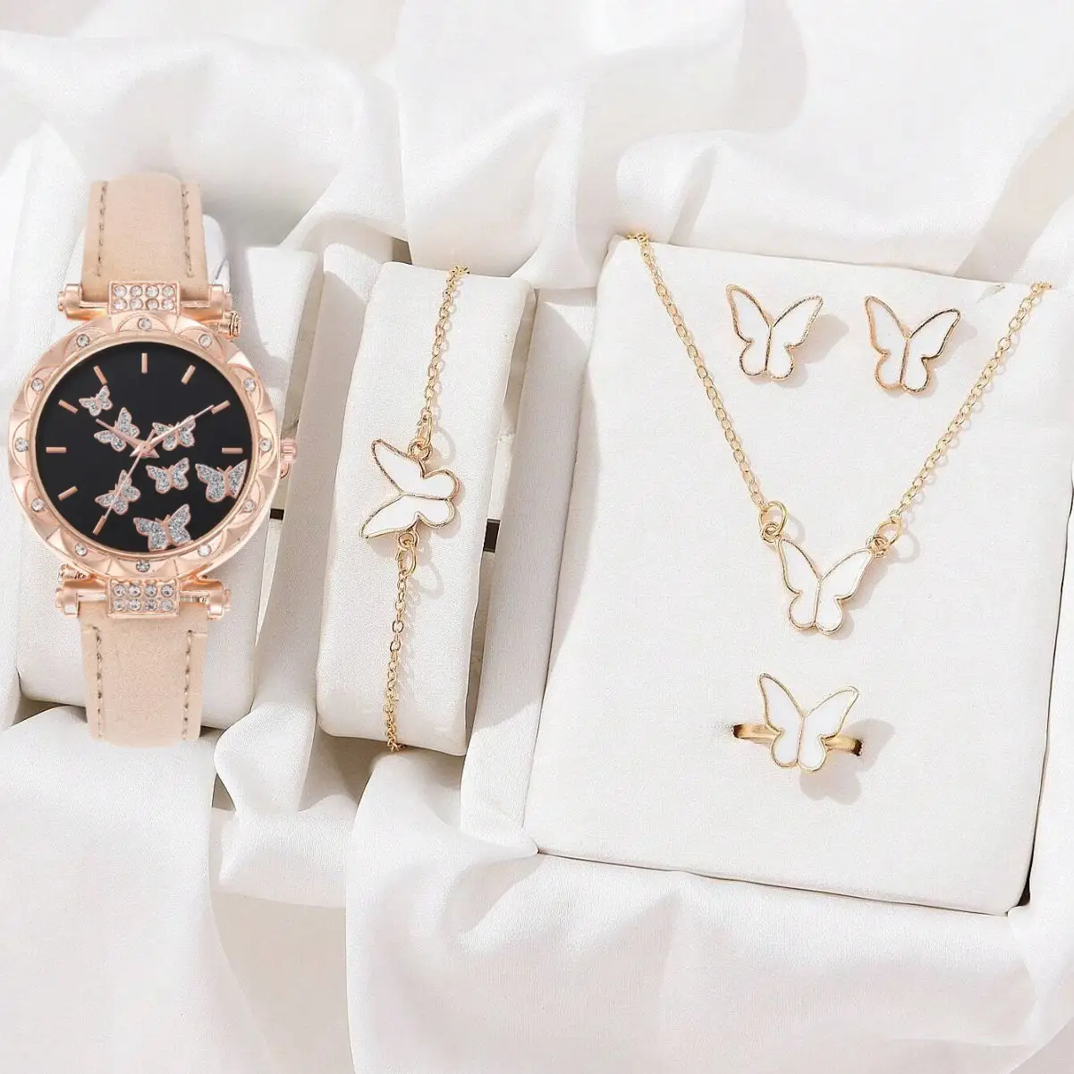 Pink Butterfly Matching Jewelry Set for Women — feature 4