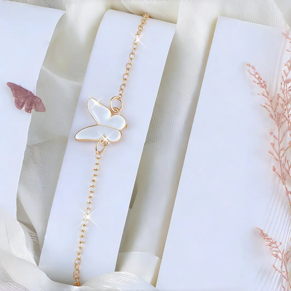 Pink Butterfly Matching Jewelry Set for Women - Image 9