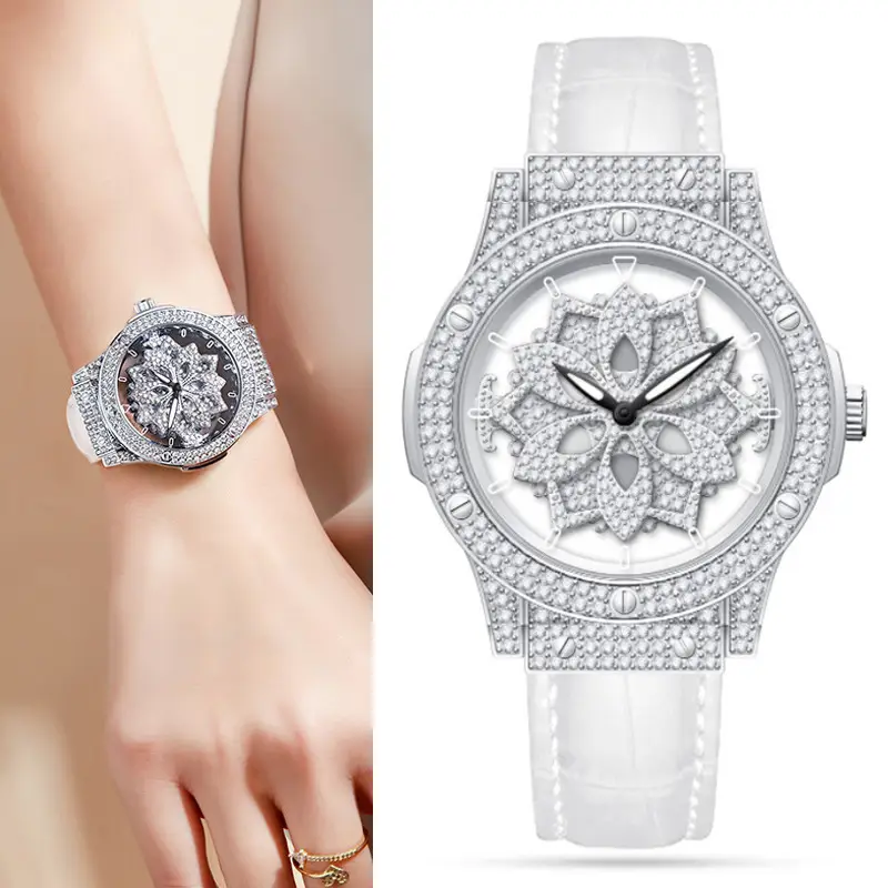 Women's Swiss Volis Chrono Watch with Full Diamond Band - Image 2