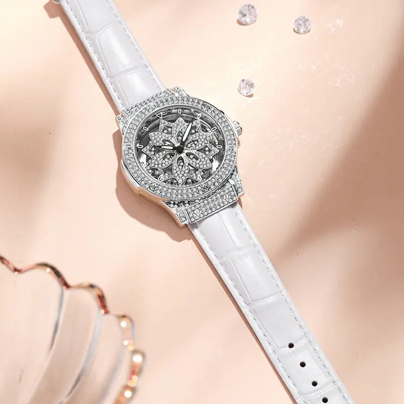 Women's Swiss Volis Chrono Watch with Full Diamond Band - Image 3