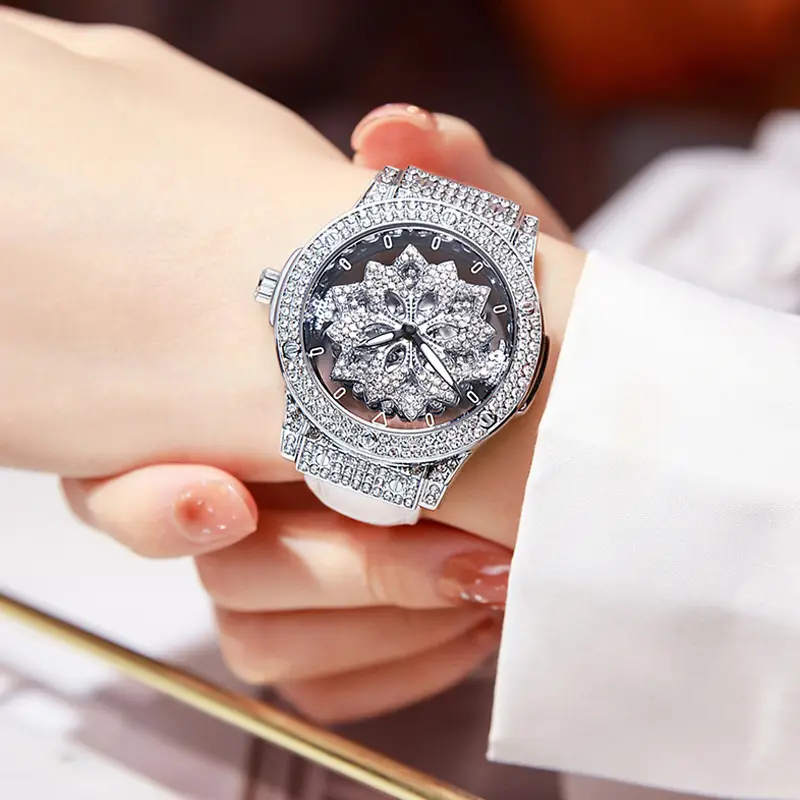 Women's Swiss Volis Chrono Watch with Full Diamond Band - Image 4
