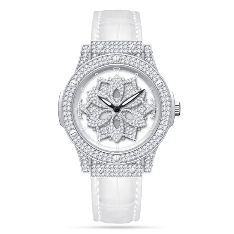 Women's Swiss Volis Chrono Watch with Full Diamond Band - Image 6