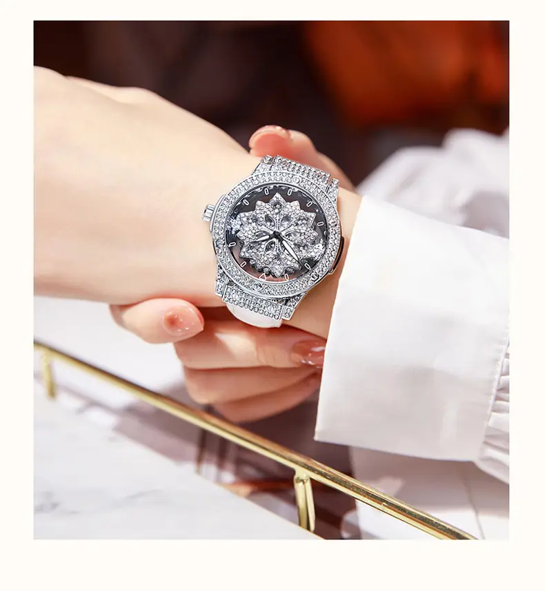 Women's Swiss Volis Chrono Watch with Full Diamond Band — feature 10