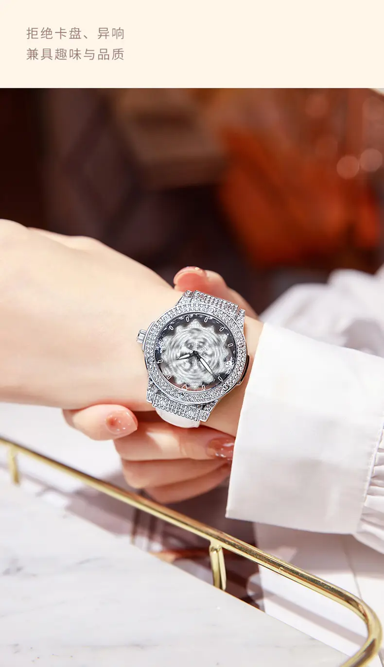 Women's Swiss Volis Chrono Watch with Full Diamond Band — feature 14