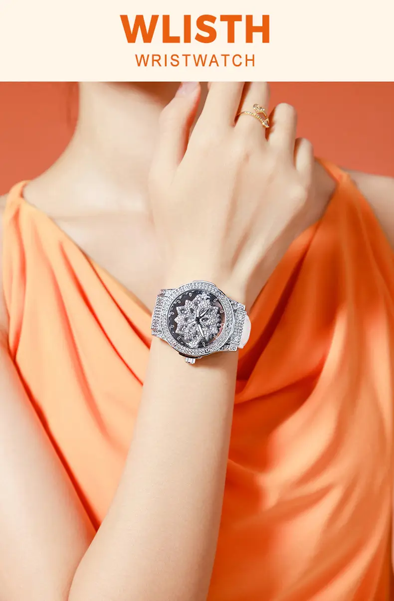 Women's Swiss Volis Chrono Watch with Full Diamond Band — feature 2
