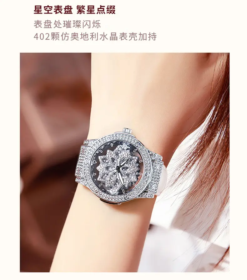 Women's Swiss Volis Chrono Watch with Full Diamond Band — feature 6